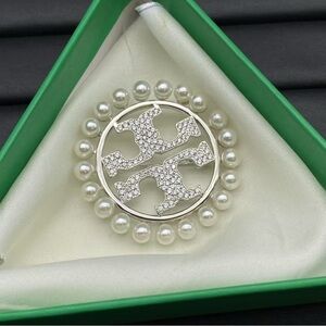Tory Burch Silver Brooch with Pearl